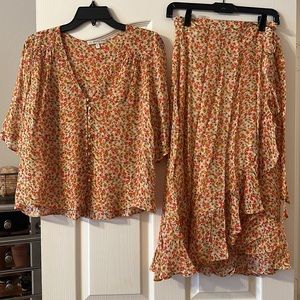 Lavender Brown 2 piece skirt set